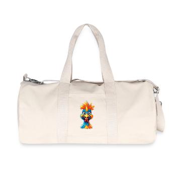 Colorful Feather Rooster Cartoon - Recycled Canvas Sports Bag by Stanley/Stella - natural - Front