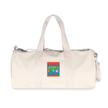 Festive Name Jessica Ugly Chrismas Style, Xmas  - Recycled Canvas Sports Bag by Stanley/Stella - natural - Front