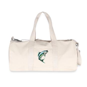 Perchoir sauteur en vert-bleu - Sac de sport en toile recyclée Stanley/Stella - blanc naturel - Devant