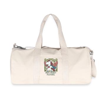 Courage Wears Wings, Unicorn Superhero Shirt - Recycled Canvas Sports Bag by Stanley/Stella - natural - Front