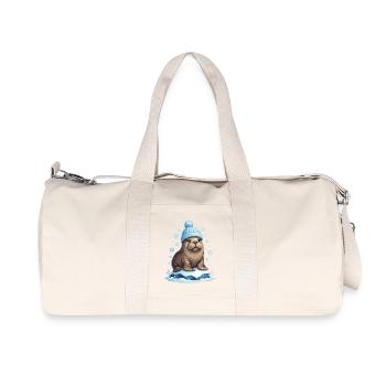 Lion de mer d’hiver à bonnet bleu - Sac de sport en toile recyclée Stanley/Stella - blanc naturel - Devant