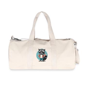 Raccoon DJ in Hoodie - Recycled Canvas Sports Bag by Stanley/Stella - natural - Front