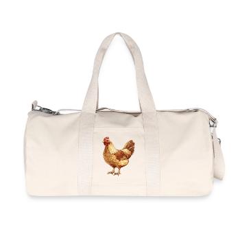 Chicken in a warm gold tone – nature drawing - Recycled Canvas Sports Bag by Stanley/Stella - natural - Front