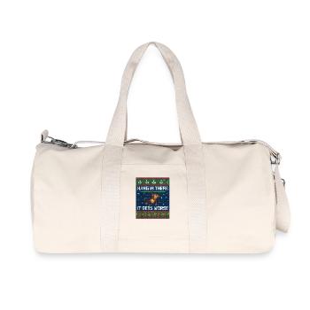 Hang In There Monkey Ugly Xmas Animal - Recycled Canvas Sports Bag by Stanley/Stella - natural - Front