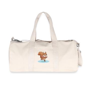 Écureuil sur des coureurs avec écharpe - Sac de sport en toile recyclée Stanley/Stella - blanc naturel - Devant