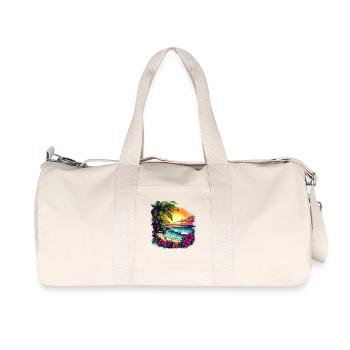 Palm beach Sunset Hibiscus - Recycled Canvas Sports Bag by Stanley/Stella - natural - Front