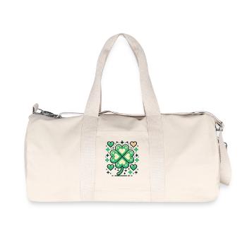 Lucky Shamrock Heart St. Patrick's Day Spaß - Recycelte Canvas-Sporttasche von Stanley/Stella - Naturweiß - Vorne