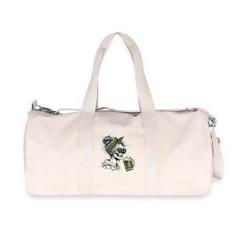 Kleeblatt-Skelett mit Bier lustig Saint Patrick's - Recycelte Canvas-Sporttasche von Stanley/Stella - Naturweiß - Vorne
