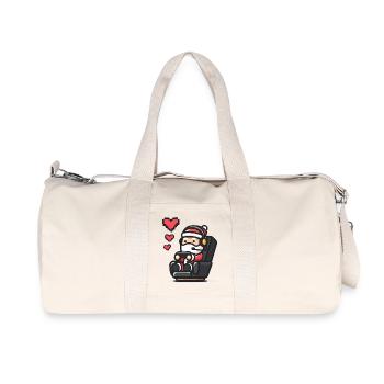 Gamer Santa Pixel Art Christmas Gaming - Recycled Canvas Sports Bag by Stanley/Stella - natural - Front