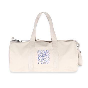 Dachshund Christmas Fun Pattern - Recycled Canvas Sports Bag by Stanley/Stella - natural - Front