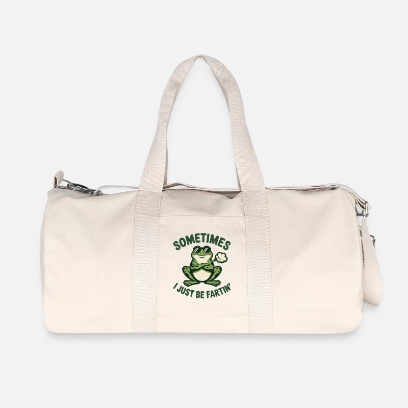 Manchmal ich einfach einen komischen Vintage-Frosch - Recycelte Canvas-Sporttasche von Stanley/Stella - Naturweiß