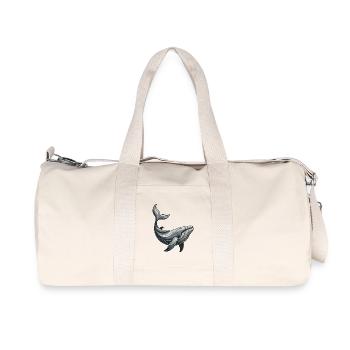 Line whale: Blue whale design - Recycled Canvas Sports Bag by Stanley/Stella - natural - Front