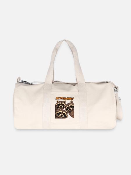 Funny Raccoon Trio Are You Pooping - Recycled Canvas Sports Bag by Stanley/Stella - natural
