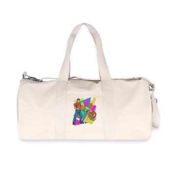 Delivery fun with dog – Neon Geometry - Recycled Canvas Sports Bag by Stanley/Stella - natural - Front
