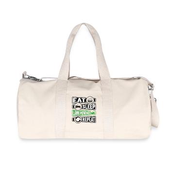 Eat Sleep Lawn Mowing Repeat - Recycelte Canvas-Sporttasche von Stanley/Stella - Naturweiß - Vorne