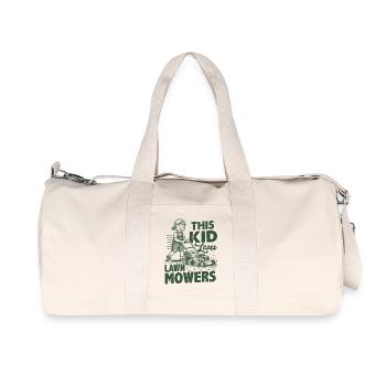 Ce gamin adore les tondeuses à gazon - Sac de sport en toile recyclée Stanley/Stella - blanc naturel - Devant