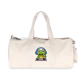 DJ grenouille avec casque - Sac de sport en toile recyclée Stanley/Stella - blanc naturel - Devant