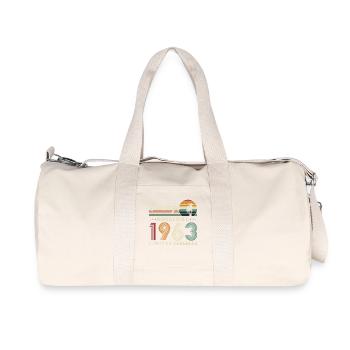 Originales Retro-Jubiläumsgeschenk von 1963 - Recycelte Canvas-Sporttasche von Stanley/Stella - Naturweiß - Vorne