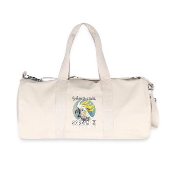 Funny Cockatoo T, Screaming Bird for Cockatoo Me - Recycled Canvas Sports Bag by Stanley/Stella - natural - Front