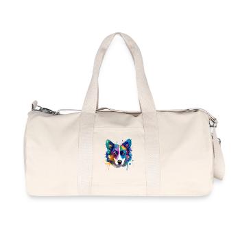 Colorful Pembroke Welsh Corgi Splash Art Dog Mom - Recycled Canvas Sports Bag by Stanley/Stella - natural - Front