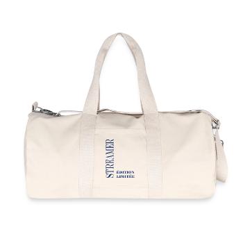 Limited Edition Blue Serif streamer - Recycled Canvas Sports Bag by Stanley/Stella - natural - Front
