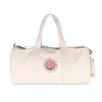Live Love Volleyball - Pink Love Design - Recycled Canvas Sports Bag by Stanley/Stella - natural - Front