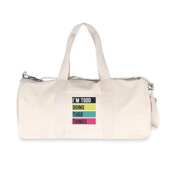 Ich bin Todd und mache Todd-Dinge Retro-Farben - Recycelte Canvas-Sporttasche von Stanley/Stella - Naturweiß - Vorne