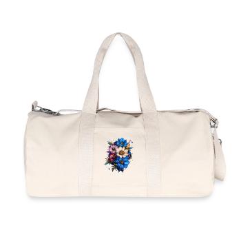 Blütenkosmos Farbexplosion - Recycelte Canvas-Sporttasche von Stanley/Stella - Naturweiß - Vorne