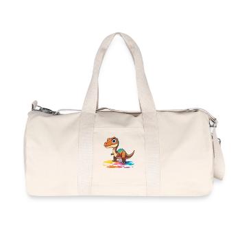 Bunter Dinosaurier Farbklecks - Recycelte Canvas-Sporttasche von Stanley/Stella - Naturweiß - Vorne