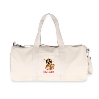 Lustig war es trotzdem Faultier - Recycelte Canvas-Sporttasche von Stanley/Stella - Naturweiß - Vorne