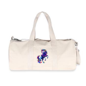 Licorne arc-en-ciel avec sweat à capuche et lunettes de soleil - Sac de sport en toile recyclée Stanley/Stella - blanc naturel - Devant