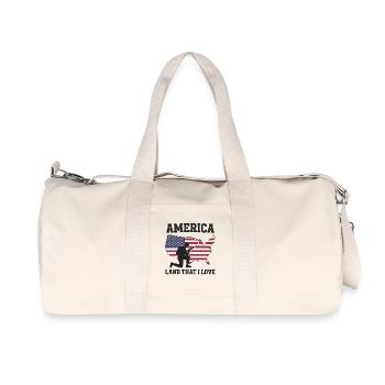 America Land That I Love Patriotic Soldier - Recycled Canvas Sports Bag by Stanley/Stella - natural - Front