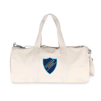 Stockholm Shield Blue Contrast Design - Recycled Canvas Sports Bag by Stanley/Stella - natural - Front