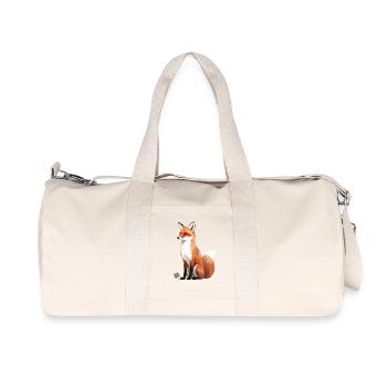 Renard assis avec trèfle - Sac de sport en toile recyclée Stanley/Stella - blanc naturel - Devant