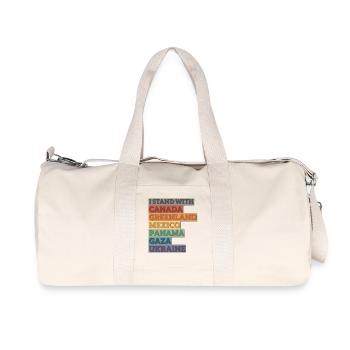 Solidarité avec le Canada, le Groenland, Gaza, l’Ukraine - Sac de sport en toile recyclée Stanley/Stella - blanc naturel - Devant
