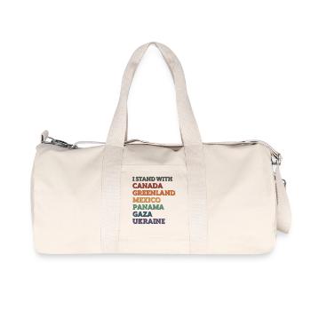 I stand with Canada, Gaza, Greenland, Panama, Ukraine - Recycled Canvas Sports Bag by Stanley/Stella - natural - Front
