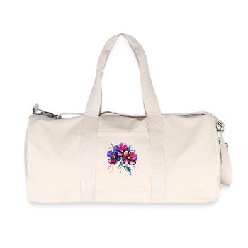 Colorful floral motif color explosion - Recycled Canvas Sports Bag by Stanley/Stella - natural - Front