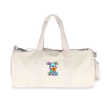 Colorful puppy with flower - Recycled Canvas Sports Bag by Stanley/Stella - natural - Front