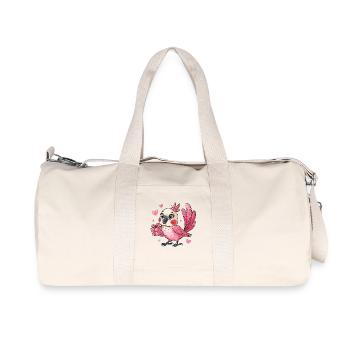 Un perroquet rose mignon avec des cœurs et des sachets - Sac de sport en toile recyclée Stanley/Stella - blanc naturel - Devant
