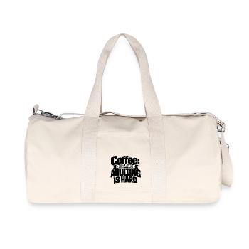 Le café atteint des endroits, c’est là que la motivation vient - Sac de sport en toile recyclée Stanley/Stella - blanc naturel - Devant