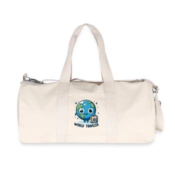 Globe Adventure Cartoon - Recycled Canvas Sports Bag by Stanley/Stella - natural - Front