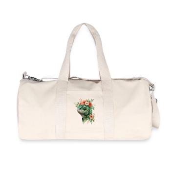 Blütenkranz mit Chamäleon - Recycelte Canvas-Sporttasche von Stanley/Stella - Naturweiß - Vorne