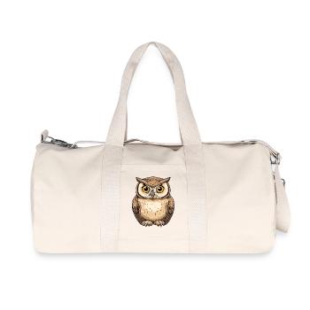 Forest Owl Eyes Detail Drawing - Recycled Canvas Sports Bag by Stanley/Stella - natural - Front