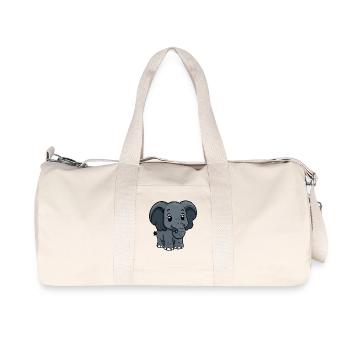 Cuddly Elephant Friend Cartoon - Recycled Canvas Sports Bag by Stanley/Stella - natural - Front