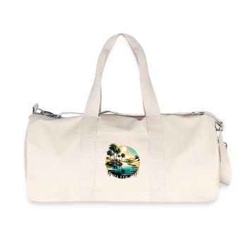 Wüstenpalme am Ozean-Kreis - Recycelte Canvas-Sporttasche von Stanley/Stella - Naturweiß - Vorne