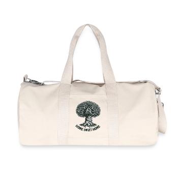 Photo, bois gravé sur bois dans la cabane dans l’arbre - Sac de sport en toile recyclée Stanley/Stella - blanc naturel - Devant