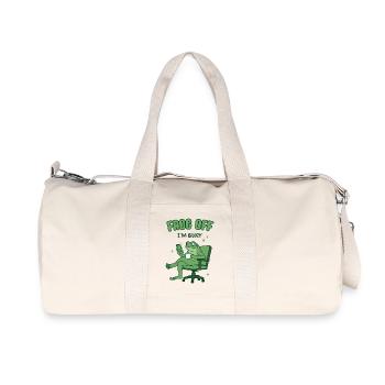 Frog Off I'm busy – Ich bin beschäftigt Frosch - Recycelte Canvas-Sporttasche von Stanley/Stella - Naturweiß - Vorne