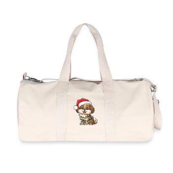 Weihnachtshund mit Lichterkette - Recycelte Canvas-Sporttasche von Stanley/Stella - Naturweiß - Vorne