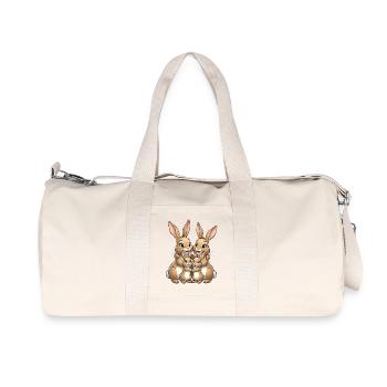 Rabbit Family Happiness - Recycled Canvas Sports Bag by Stanley/Stella - natural - Front