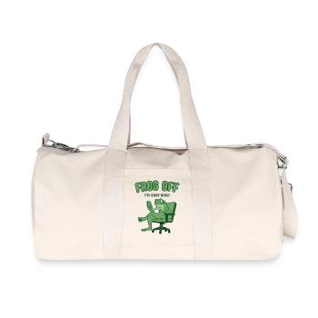 Frog Off I'm busy now – Ich bin beschäftigt Frosch - Recycelte Canvas-Sporttasche von Stanley/Stella - Naturweiß - Vorne
